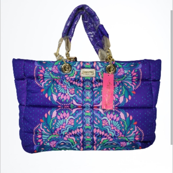 Lilly Pulitzer Baytown Puffer Tote Cabachon Purple NWT - Picture 1 of 7
